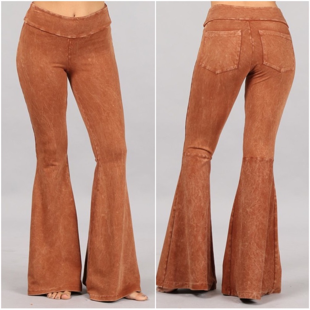014 Boho Rust Wide Leg Palazzo Lounge Pants - Picture 1 of 4